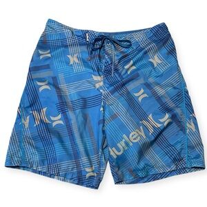 Men's Hurley Boardshorts Unlined Size 37 Blue Surf Swim